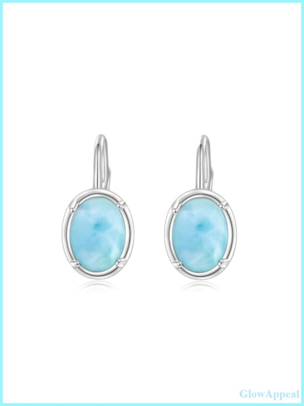 Natural Larimar Stud Earrings Copper Leverback Gemstone Jewelry for Women